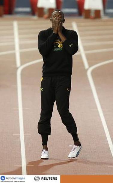 Bolt cerca la concentrazione prima della partenza. Action Images